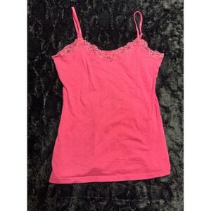 Y2K Mix & Co Pink Lace Trim Camisole Top Straps Small